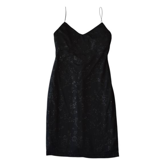 90s Vintage Black Floral Sparkly Dress, Size Medium - Formal Event Glam - Picture 1 of 6